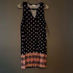 Nine Britton Blue and Orange Geometric Mini Dress